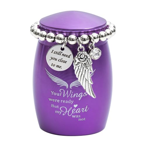 Image of Purple Small Urns for Human Ashes Keepsake,Mini Urns for Human Ashes Adult Female - Token Sharing Mini Memorial Urn with Velvet Bag