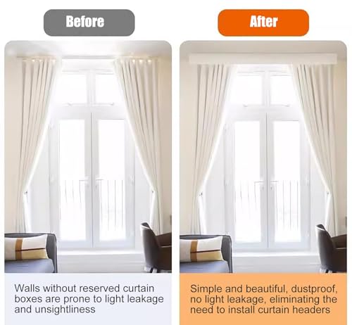Cantonnière de plafond en métal blanc pour double tringle à rideaux de 5,6 m - 4