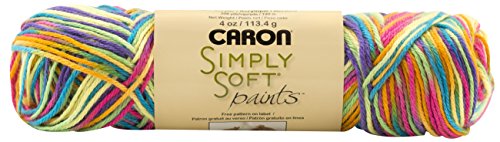 Caron Simply Soft Paints Yarn, 5oz, Gauge 4 Medium Worsted, 100% AcrylicPaints Rainbow - Machine Wash & Dry