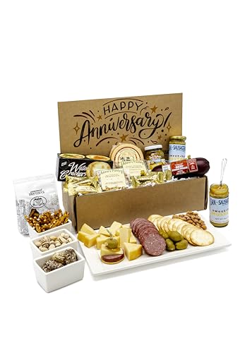 Dan the Sausageman Anniversary Basket – Gourmet Meat and Cheese Charcuterie Board Box with Summer...