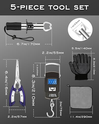AOFUXTI Presentes de equipamento de pesca para homens, kits de ferramentas de equipamento de pesca e