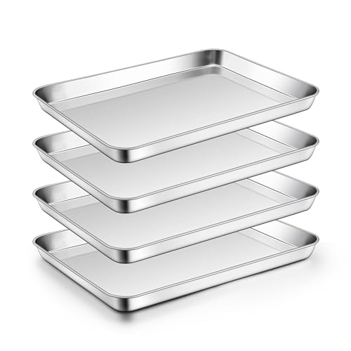 Homikit 4 Pack 9 x 13 Inches Stainless Steel Quarter Sheet Baking Pan Set by Homikit - Used condition - US$24.99