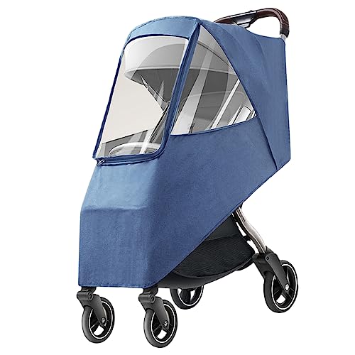Universal Stroller Rain Cover - Waterproof, Windproof, Dustproof, Coldproof - Breathable Material, Ventilation Holes for Unrestricted Airflow (Linen Blue)