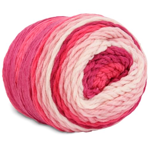Image of ThreadArt Ombre Chunky Yarn Cake #6, 300g /316 Yds, Cherry Blossoms 07 | Soft super bulky #6 acrylic yarn cake for blankets, scarves, hats, crochet and knitting. Big 300g cake is machine washable.