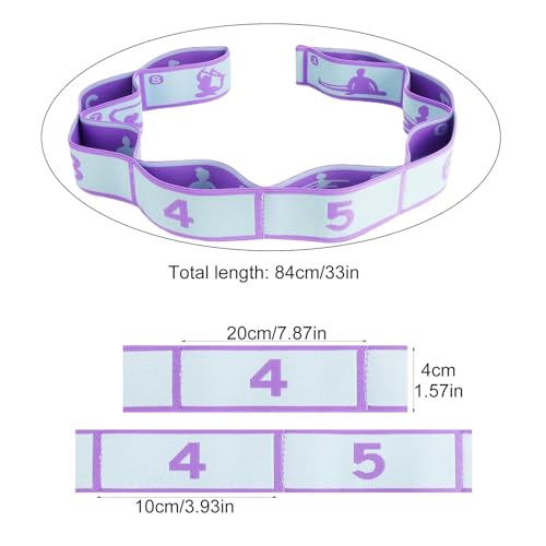 2Pcs Elastic Yoga Stretching Strap with Loops, Pilates Stretch Band, Elastic Exercise Bands, Leg Stretching Strap, Stretch Resistance Bands For Exercise(Purple&Pink,Size:33inch) - Image 4