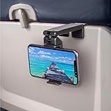 Aputoxz Soporte universal para teléfono de avión de vuelo. Visualización manos libres con rotación multidireccional dual de 360 grados. Tamaño de bolsillo, accesorio esencial de viaje para volar