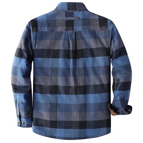 Image of Dubinik Mens Shacket Flannel Shirt for Men Lightweight Jacket Casual Plaid Coat with Warm Lining Long Sleeve Button