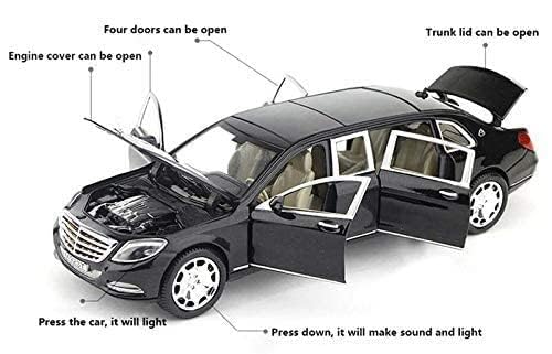 Image of 1:32 Scale Mercedes Maybach S600 Limousine Toy Car | Metal Pullback Diecast Car for Kids with Openable Doors, Sound, Light Effects Toy for Car (Color As Per Available),black