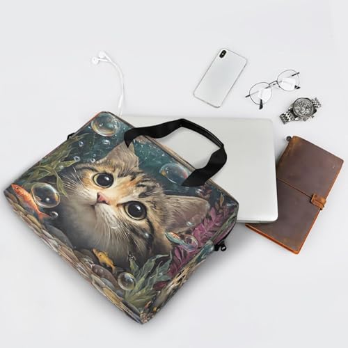 Maletín para portátil Alaza con diseño de gato y peces miniatura 7