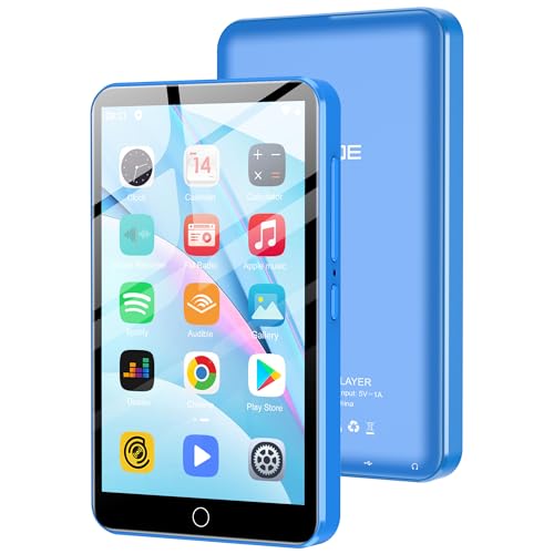 MP3 Player with Bluetooth and WiFi, 80GB MP3 MP4 Players with 4" Touchscreen and Speaker, Android MP3 Player with Spotify, Audible, Amazon Music, Deezer,Play Store,FM Radio, Expanded Up to 1TB