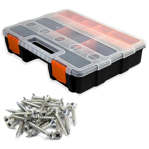 SHENGYIG Schraubenbox Aufbewahrung, Schraubenkoffer Leer mit Herausnehmbaren Ablagen, Tragbares Design Schraubenkiste, Schrauben Sortierbox für Aufbewahrung von Schrauben, Muttern und Kleinteilen