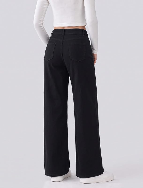 keriffe Women's Wide Leg Jeans Drawstring High Waisted Stretchy Denim Pants - image 2