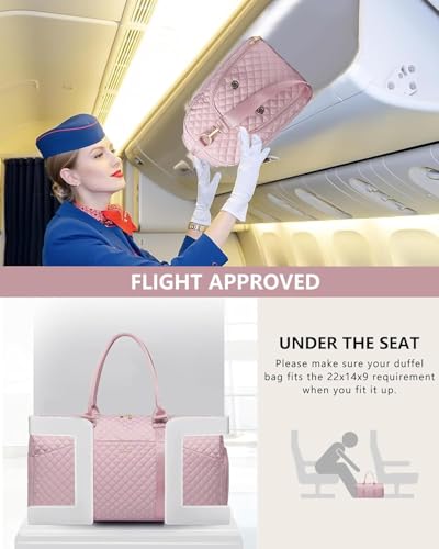 Image of Women Weekender Travel Duffle Bag: Travel Duffel Overnight Bags with Shoe Compartment Large Carry on Tote with Toiletry Bag Weekend Traveling Yoga Gym Hospital Bag for Women with Wet Pocket Pink