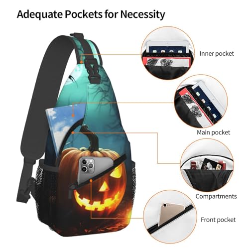 Sling Bag para Hombre y Mujer Negro Crossbody Halloween miniatura 3