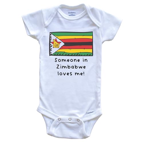 Someone in Zimbabwe Loves Me Zimbabwean Flag Cute One Piece Baby Bodysuit 6-9 Months White