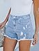 luvamia Jean Shorts for Women High Waisted Stretchy Distressed Denim Shorts Ripped Frayed Raw Hem Summer Casual Shorts for Womens Fashion Clothingwide Leg Jean Shorts for Women Blue Breeze Size 4