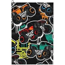 Abstract Monster Truck Car Microfiber Golf Towel with Carabiner Clip, 16x24 Inch Absorbent Waffle Weave Towel for Golf Bags