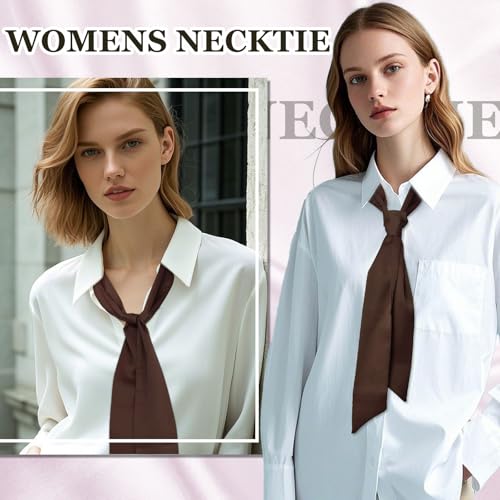 Bow Ties for Women Ribbon Self Tie Satin Necktie, Solid Color Skinny Scarf for Neck Hairband Handbag Belt Purse Hat2