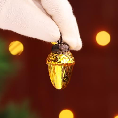 Image of Indian Shelf Gold Hanging Ornaments - 25 Premium Glass Christmas Ornaments - Vintage, Reusable, Non-Fading Gold Christmas Decorations