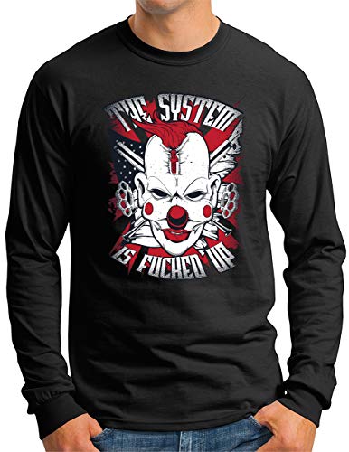 T-shirt manches longues noir homme avec motif imprimé clown
