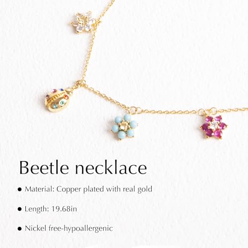 18K Gold Plated Ladybug Necklace, Dainty Charm Choker Necklace, Jewelry Gifts for Wife, Girlfriend, Birthday, Anniversary, Bridesmaid Party Accessories4