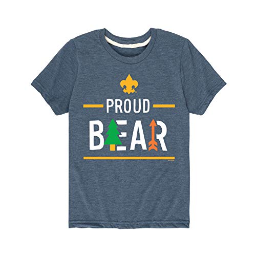 Boy Scouts of America Icon Bear Cub Scout - Kaos Pemuda Lengan Pendek Bergambar Heather Biru