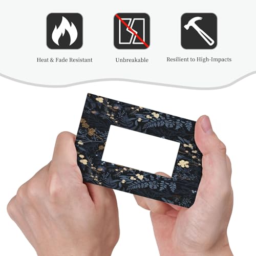Decorative Outlet Covers Rustic Navy Dark Blue Leaves Golden Floral 1 Gang Rocker Light Switch Cover Plate Single Decora Light Switch Covers Wall Plate Faceplate for Bedroom Decor