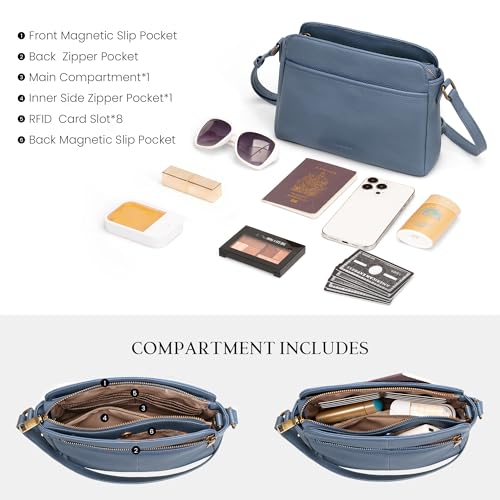 Image of befen Anti-theft Crossbody Bag for Women Genuine Leather, Small Cross Body Shoulder Handbags with RFID Card Slots