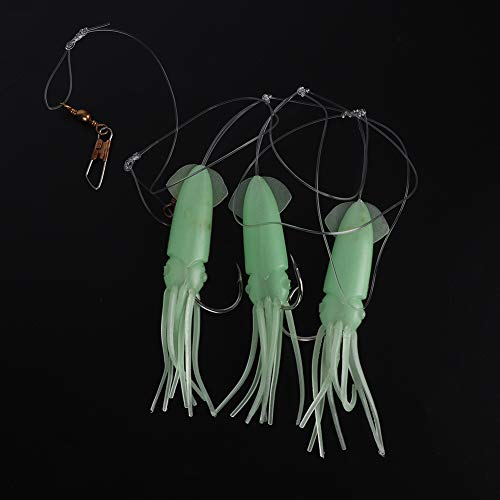 simulatie inktvis lokken aas, sterke taaiheid 3 stuks inktvis aas string haak lichtgevende pvc voor zee - Image 5
