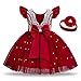 NNJXD Bébé Fille Robe Licou Princesse Robes Pageant Baptême Petite Robe de Perle à Manches Volantes Taille (80) 6-12 Mois 752 Rouge-A