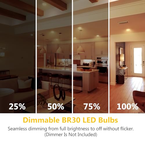 Image of dalattin 6 Pack BR30 LED Bulbs 65W Equivalent, Dimmable Indoor Flood Lights 2700K Soft White, 9W, 800 Lumens, E26 Base, LED Recessed Light Bulb for Living Room, Bedroom, Bathroom, Kitchen