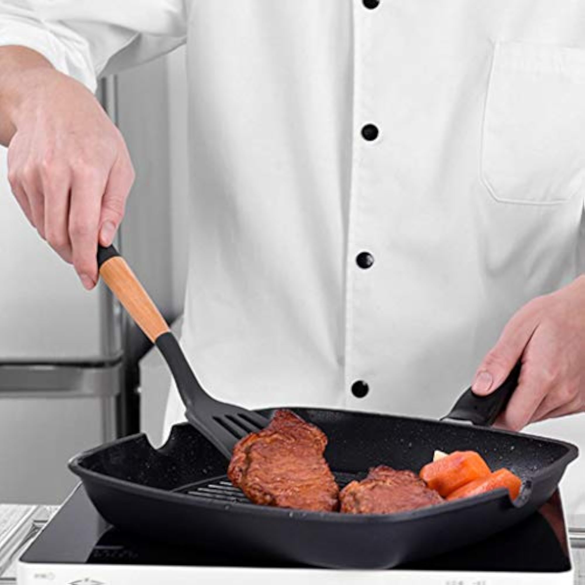 Outdoor Camping Kitchen Utensil Set Silicone Cooking Tool with Wood Handle