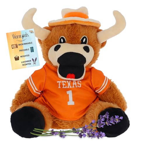 Warm Pals Hook ‘Em University of Texas Longhorns Mascot UT - Heatable Coolable Bedtime Comfort Plushie - 1.5lbs - Cozy Heatable Microwavable Lavender Scented Stuffed Animal Officially Licensed