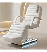 Electric Massage Table with LED Light, Adjustable Facial Bed with Foot Control for Spa, Tattoo, W...