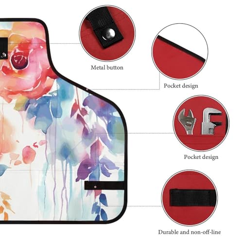 Delantal multipropósito diseño floral acuarela con bolsillos miniatura 3