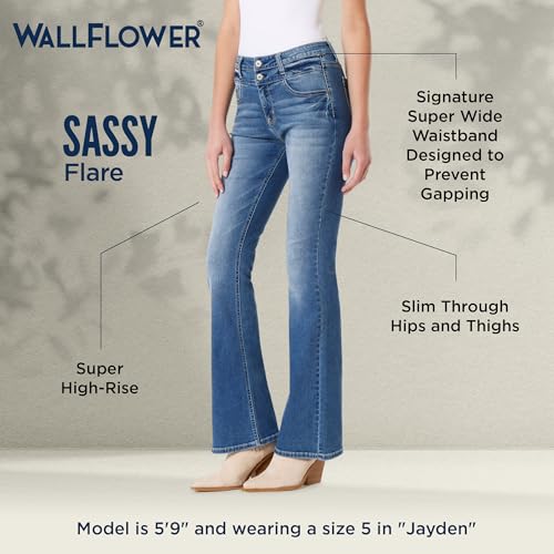 WallFlower Women's Sassy Flare High-Rise Insta Soft Juniors Jeans4