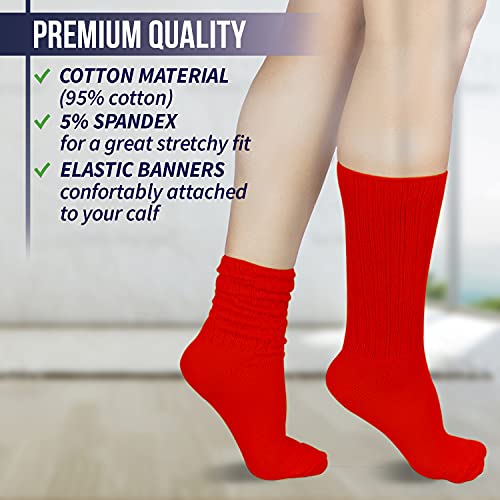MDR Distributors MDR Lightweight Cotton Slouch Sock For Women and Men 1 Pair Made in USA Size 9 to 11 (Red)4