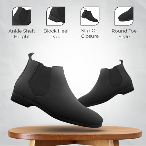 Image of STANPHORD Men Glossy Chelsea Ankle Boots | PU Slip-On Block Heel | Casual Party Office Outdoor Wear (TPSG 9536)