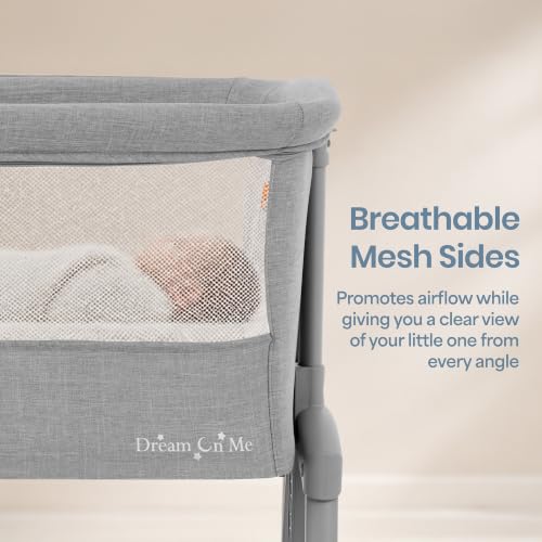 Dream On Me Calypso Bedside Bassinet, Foldable Portable Crib - Gray - image 3