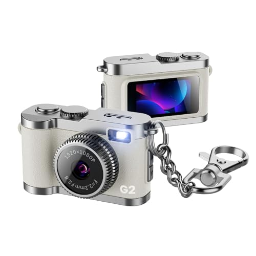 CAZSTYK Cámara diaria compacta, dispositivo de 1080P con pantalla LCD para viajes escolares y aventuras de viaje, llavero estudiantil