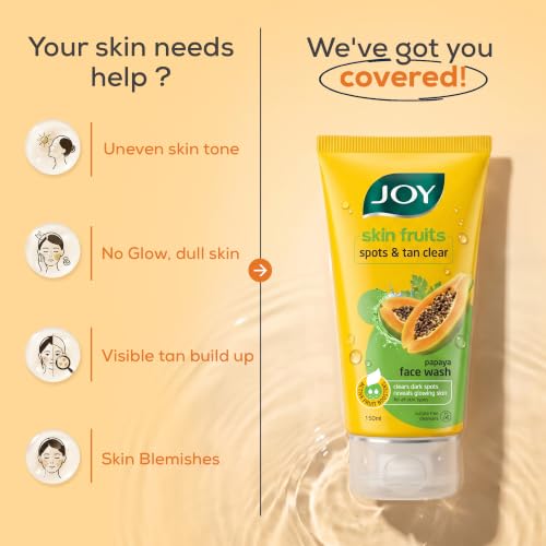 Image of Joy Skin Fruits Spots & Tan Clear Face Wash 100ml x2 | Enriched with Papaya & Vitamin C + A | For Healthy Glowing skin | Suitable for All Skin Types
