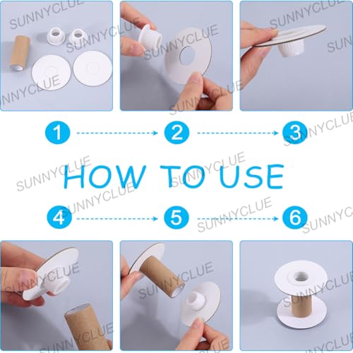 SUNNYCLUE 10 Sets Paper Sewing Spools Paper Ribbon Spool Bulk Unfinished White Empty Wire Weaving Textile Rope Roll Crochet Cords Lace Line Strings Organizer Thread Bobbin for Embroidery Art DIY Craft - Image 3