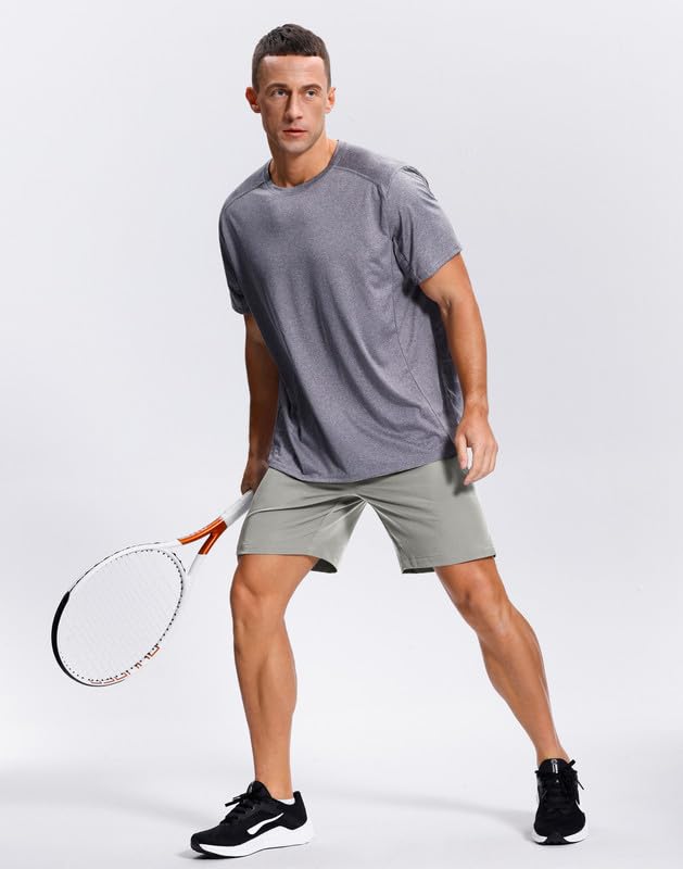 Image of GGJ Men's Lightweight Athletic Shorts with 2 Zipper Pockets 7 inch /9 inch /5 inch Gym Workout Running Quick Dry Tennis Shorts for Men