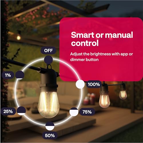 Innr Smart LED Festoon Lights Outdoor, 8m, Zigbee, Work with Hue* and Alexa (Bridge Required), Warm White, Garden String Lights, 16 Smart Light Bulbs, IP65 Waterproof, Dimmable, Complete Set - Image 6