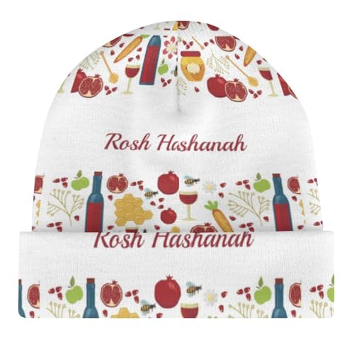 Rosh Hashanah Kids Beanie Hat for for Girls Boys Children Cap Winter Knitted Chemo Cancer Headwear Accessories Gifts Decoration Black4