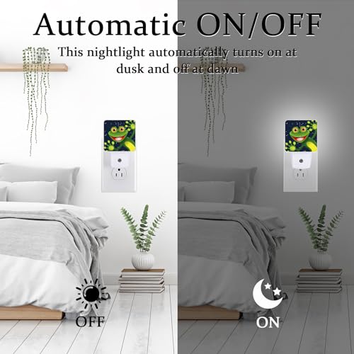 Image of Funny Frog Night Light, Plug-into Wall Nightlight Lamp with Dusk to Dawn Sensor, Led Lamp 0.5W Energy Efficient for Boys Girls Adults Home Decor