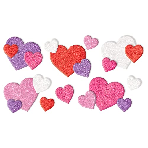 Valentine's Day Multicolor Foam Glitter Craft Hearts - .5