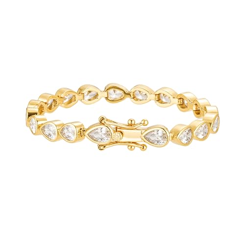 Caitlynminimalist Bold Cz Diamond Gold Sterling Silver Classic Tennis Bracelet Stackable Gold Bracelet For Women cover