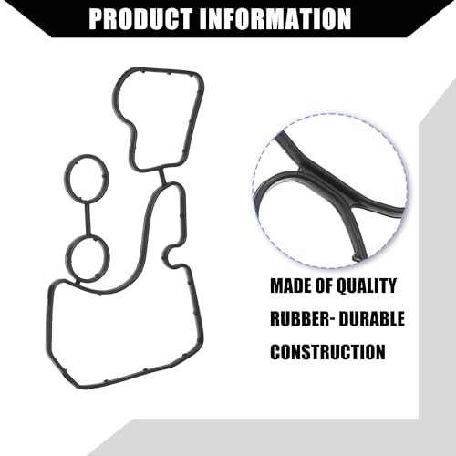 Image of No.059117070 /059117070B Oil Cooler Gasket for Audi A6 3.0L 2014-2016 / Inner Engine Oil Filter Adapter Gasket /Durable Rubber / 1Set Black