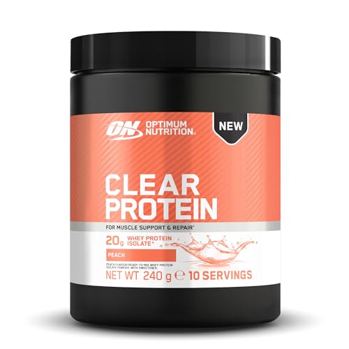 Optimum Nutrition Clear Whey Isolate 20g Whey Protein Isolate Peach Zero Sugar Protein Contributes to Muscle Growth 240 g 10 Servings